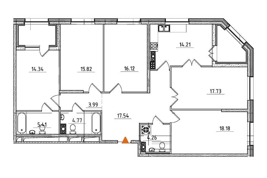 Пятикомнатная квартира в : площадь 136.66 м2 , этаж: 7 – купить в Санкт-Петербурге